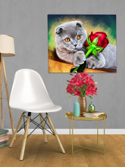 Картина по номерам «Кот с розой» - Фото 2