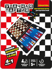 Набор настольных игр 4 в 1 «Шахматы, шашки, нарды, 5 в ряд» - Фото 5
