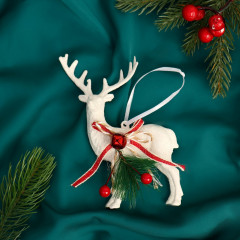 Украшение ёлочное «Снежный олень с бубенцом» - Фото 2