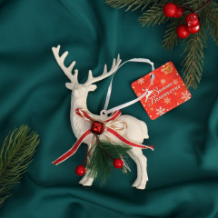 Украшение ёлочное «Снежный олень с бубенцом» - Фото 3
