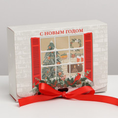 Коробка подарочная двухсторонняя «Новогоднее окно» - Фото 2