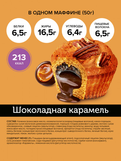 Маффин протеиновый с начинкой «Шоколадная карамель»