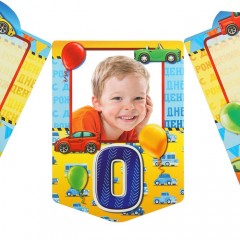 Гирлянда на ленте с местом под фото «С Днем Рождения» (машинки) - Фото 2