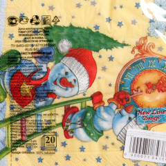 Набор салфеток бумажных «Снеговички-часовички» - Фото 1