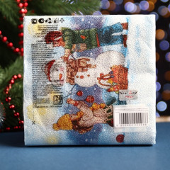 Набор салфеток бумажных «Снеговик и дети» - Фото 1