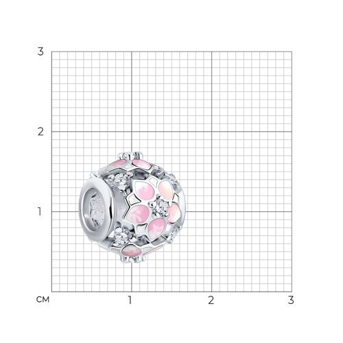 Подвеска-шарм из серебра с фианитами и эмалью