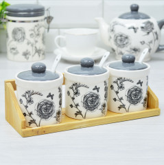 Набор банок для сыпучих продуктов с крышками и ложками на подставке «Je t’aime» - Фото 2