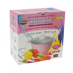 Кастрюля со стеклянной крышкой (4 л), антипригарное покрытие - Фото 1