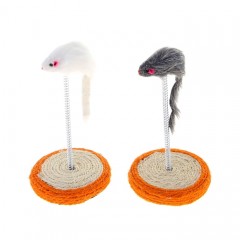 Дразнилка для кошек «Мышь на сизалевой подставке», 12х24 см, цвет в ассортименте - Фото 1