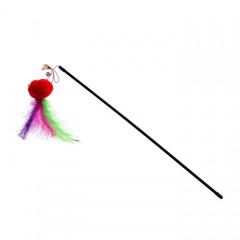 Дразнилка-удочка с мягким шариком и перьями, цвет в ассортименте - Фото 1