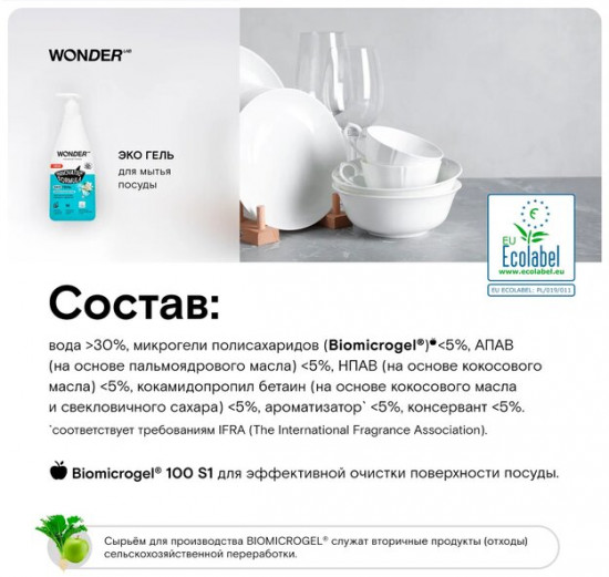 Экогель для мытья посуды, овощей и фруктов