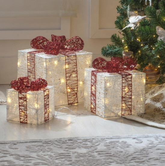 Набор фигурок светодиодных «Подарки белые»