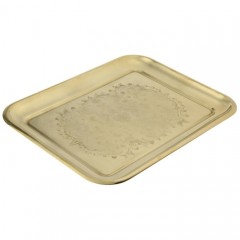 Поднос прямоугольный с гравированным рисунком, латунь - Фото 1