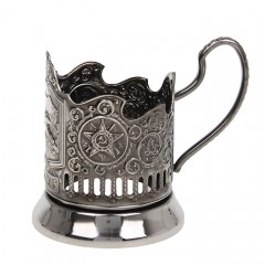 Подстаканник никелированный с чернью «Самолет» - Фото 2