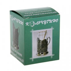 Подстаканник никелированный с чернью «Самолет» - Фото 1