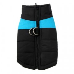 Куртка на синтепоне с креплениями для поводка, размер XL, черная с голубым - Фото 1