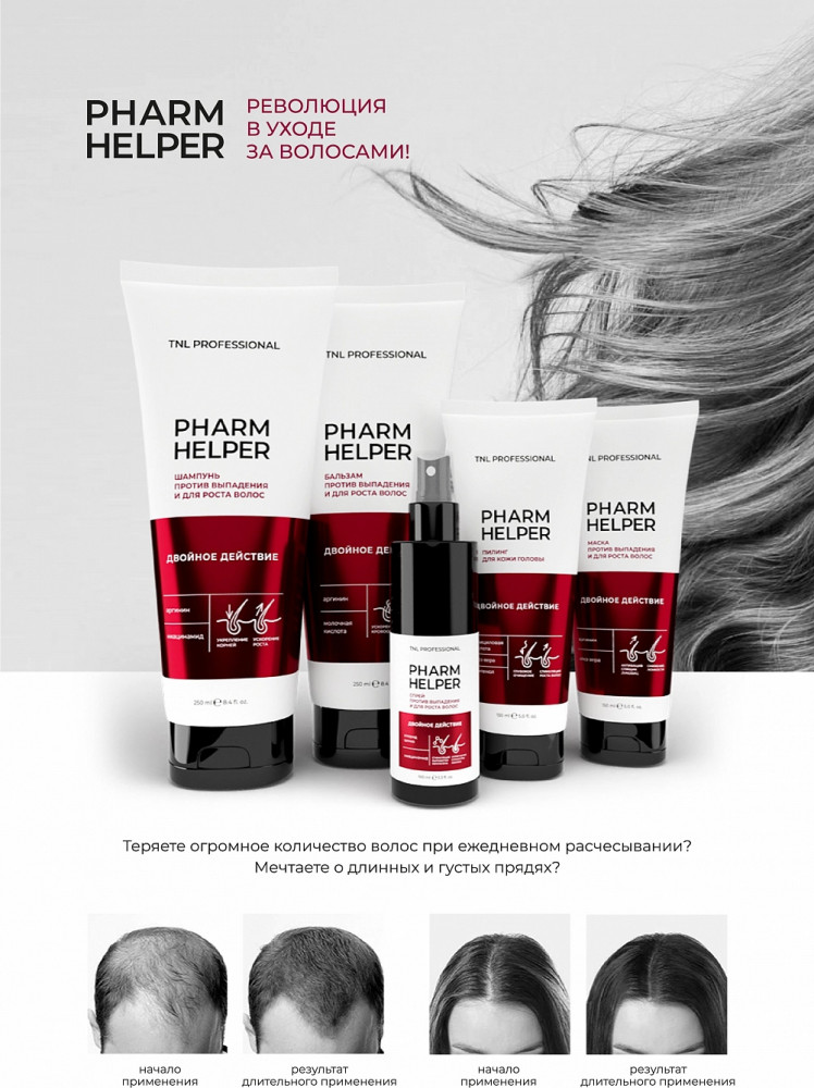 Шампунь против выпадения и для роста волос | Pharm helper | TNL Professional | Фото 1