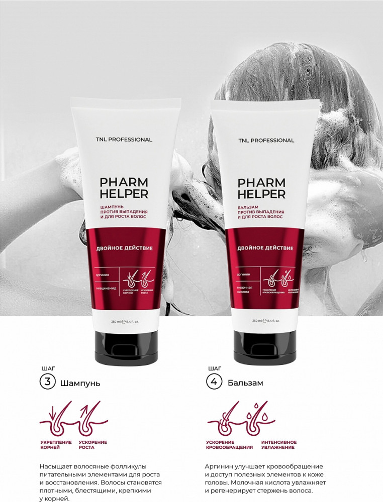 Шампунь против выпадения и для роста волос | Pharm helper | TNL Professional | Фото 3