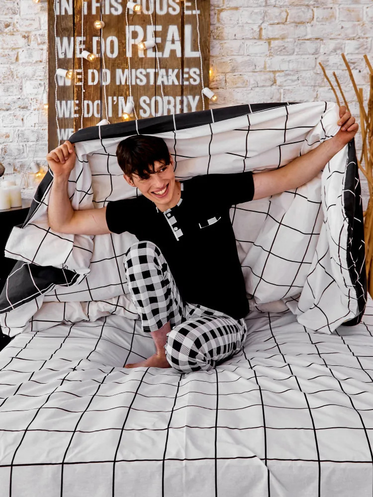 Комплект постельного белья «Grid paper black» | Grid paper | Crazy Getup | Фото 1