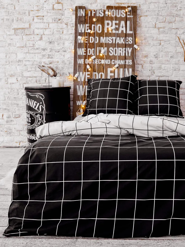 Комплект постельного белья «Grid paper black» | Grid paper | Crazy Getup | Фото 3