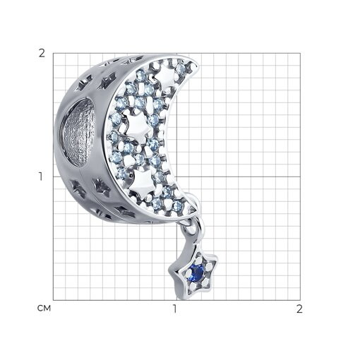 Подвеска-шарм из серебра с фианитами