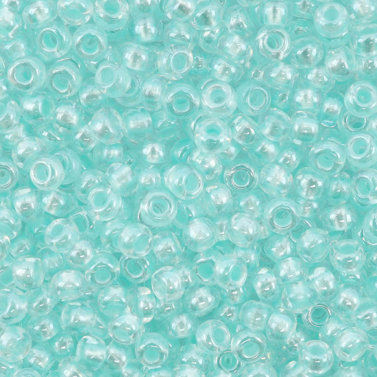 Бисер кристально-прозрачный с жемчужным прокрасом, цвет 382PG зелёный