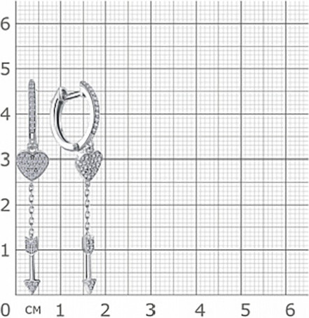 Серьги из серебра с фианитами