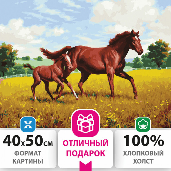 Картина по номерам «Лошади на лугу»