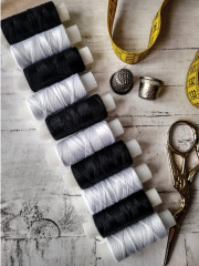 Набор ниток швейных, цвет черно-белый микс - Фото 4