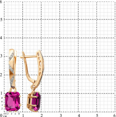 Серьги из золота с фианитами и корундом - Фото 1