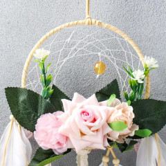 Ловец снов «Цветы и белые перья» - Фото 1