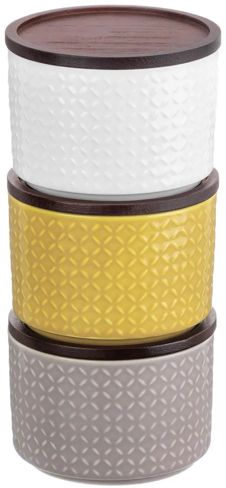 Набор банок «Орнамент», белый/серый/охра — Колоранс — Elan Gallery