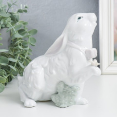 Сувенир «Белый кролик с розовым бантом и розочками» - Фото 1