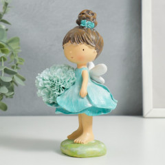 Сувенир «Малышка-фея в голубом с цветком» - Фото 3
