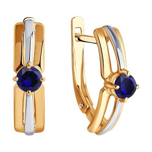 Серьги из золочёного серебра с корундами