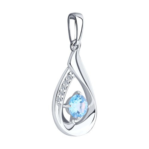 Подвеска из серебра с топазом и фианитами