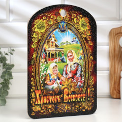 Доска разделочная пасхальная «Христос Воскресе. Семейный обед» - Фото 1