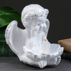 Фигурка-подсвечник декоративная «Ангел с кувшинкой» - Фото 2