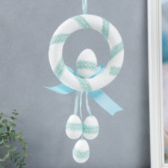 Декор пасхальный «Веночек с бантиком и цветком» - Фото 1