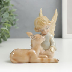 Сувенир «Кучерявый ангел с оленёнком» - Фото 1