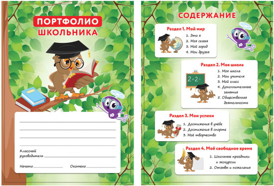 Набор вкладышей для портфолио школьника