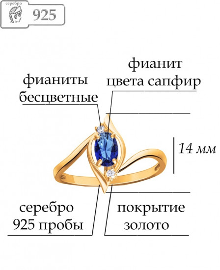 Кольцо из серебра с фианитами