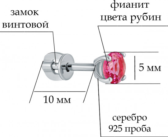 Серьги из серебра с фианитами