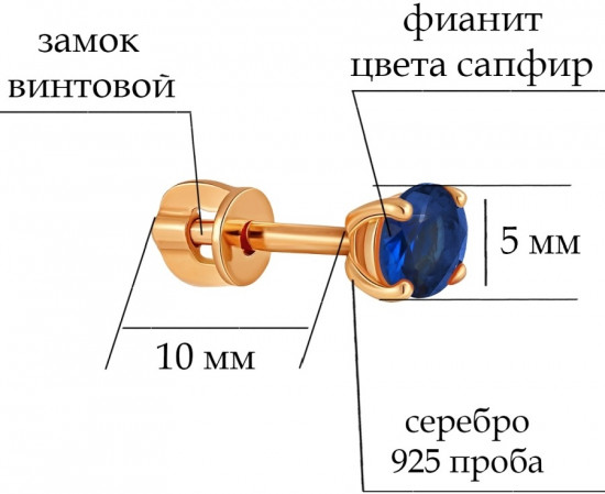 Серьги из серебра с фианитами