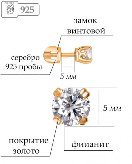 Серьги из серебра с фианитами