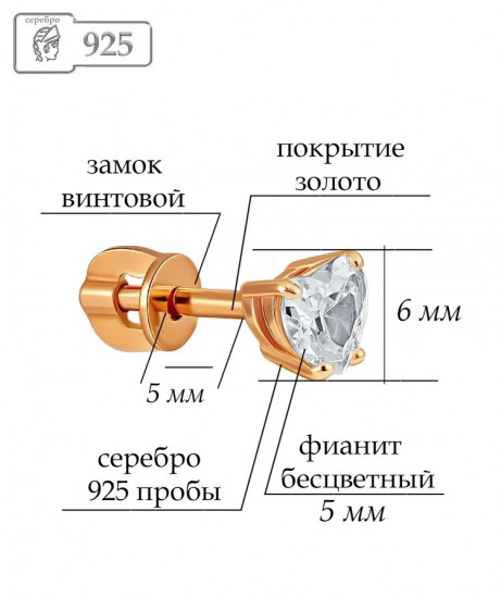 Серьги из серебра с фианитами