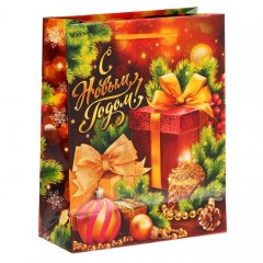 Пакет ламинат вертикальный «Новогодние игрушки» (0,2×18×23 см) - Фото 1