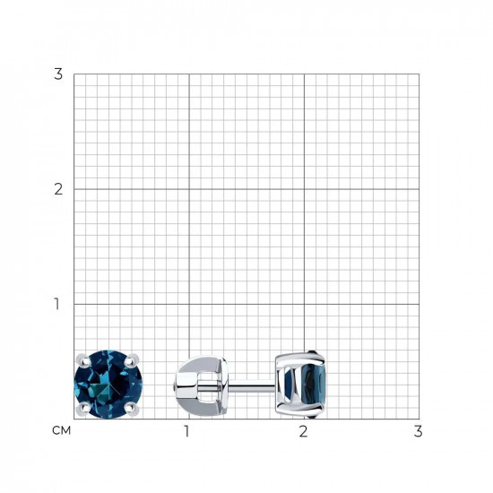 Серьги-пусеты с синим топазом