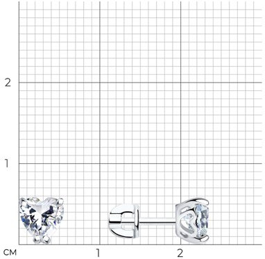 Серьги-пусеты из серебра с фианитами