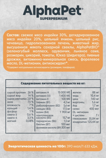 Корм для взрослых кошек из индейки